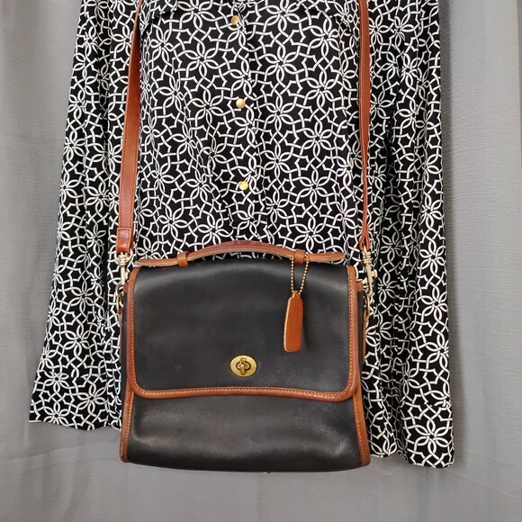 ❤️Vintage COACH 6019 Court Bag Spectator Trim Top Handle & Shoulder Bag +FOB - Picture 2 of 9